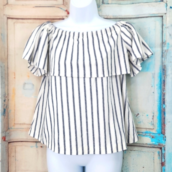 Banana Republic Striped off Shoulder top - Picture 3 of 7